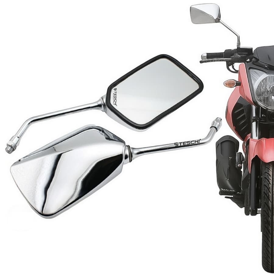 Retrovisor Moto Teschi Cromado 100% Metal Yamaha Factor Lander Fazer Ybr