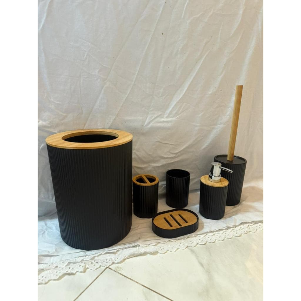 Kit de acessórios para banheiro com design elegante e textura ondulada