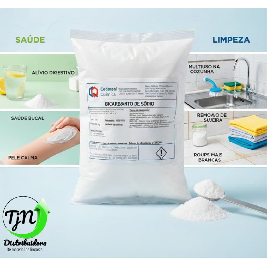 BICARBONATO DE SÓDIO PURO 1KG | MULTIUSO, LIMPEZA NATURAL, COZINHA, REMOÇÃO DE ODORES E CLAREADOR