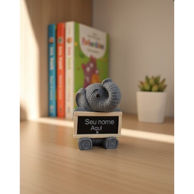 Elefante da Sorte Personalizável 🐘🎁 Placa com Nome/Data - Presente Único! Lembrancinha Aniversário 3D