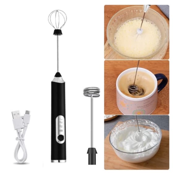 Mixer Elétrico Portátil 2 em 1 Batedor de Leite Café Bebidas e Clara de Ovo