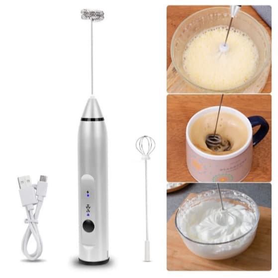 Batedor Elétrico Portátil 2 em 1 Espumador de Leite Mixer para Café e Bebidas