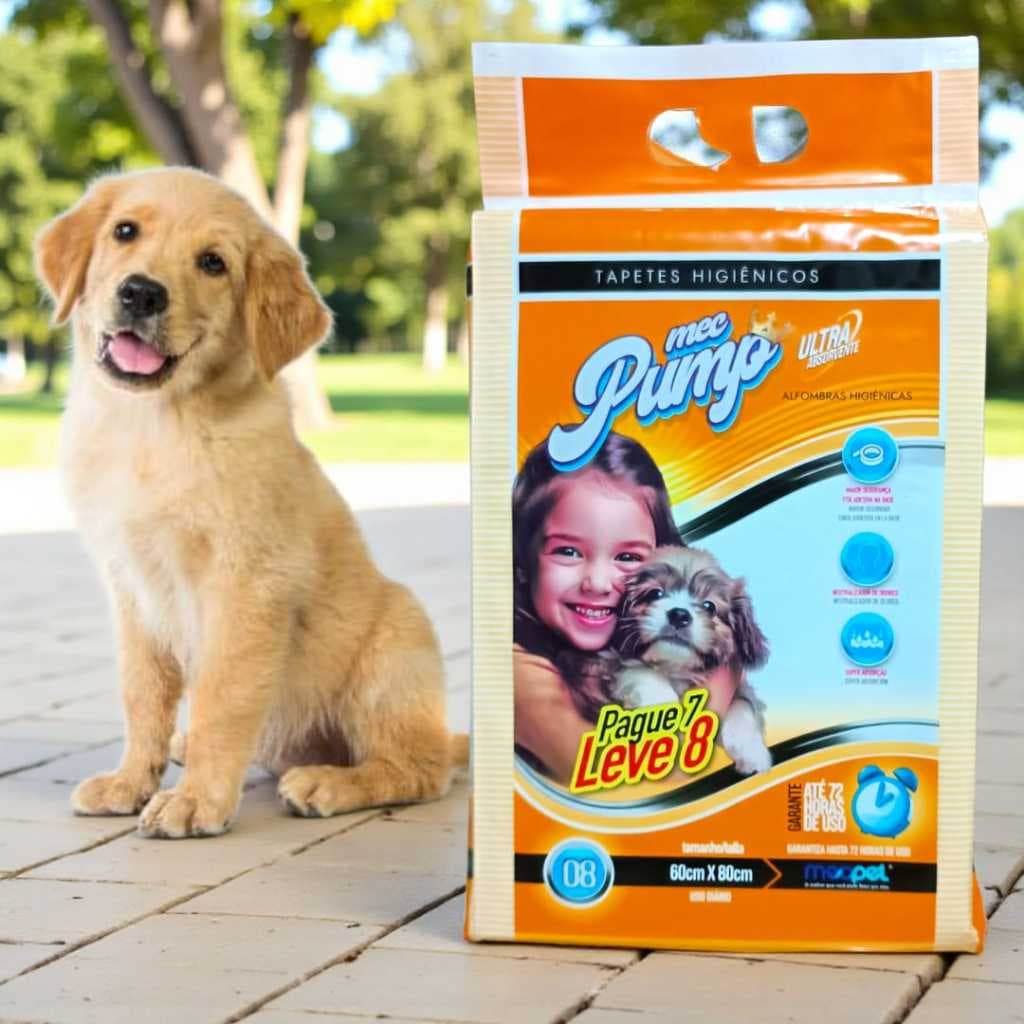 Tapete Higiênico Mec Pump Ultra absorção 80 X 60 30 Unid. Fita Adesiva.