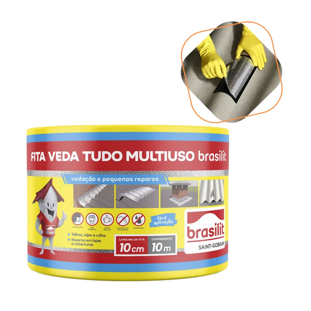 Fita Reparadora Vedatudo Manta 10cmx10m Brasilit Prateado