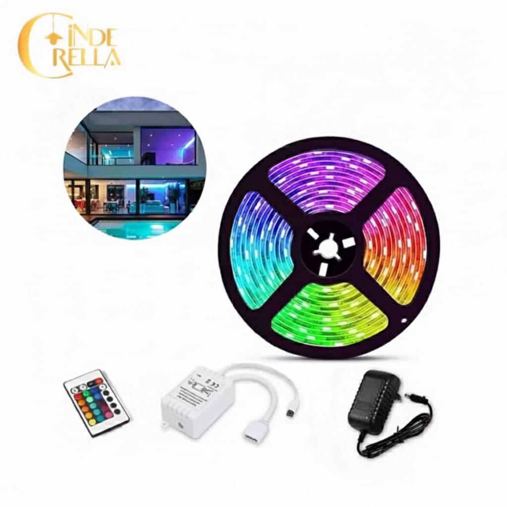 Fita LED RGB 5M 5050 • Controle Remoto • Iluminação Decorativa • Colorida • Fonte não Inclusa