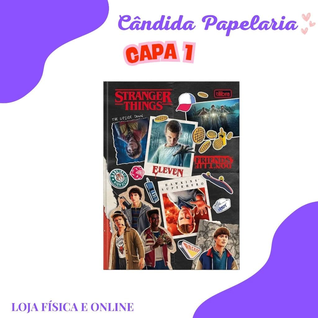 Caderno Stranger things decorados capa dura 160 folhas Tilibra