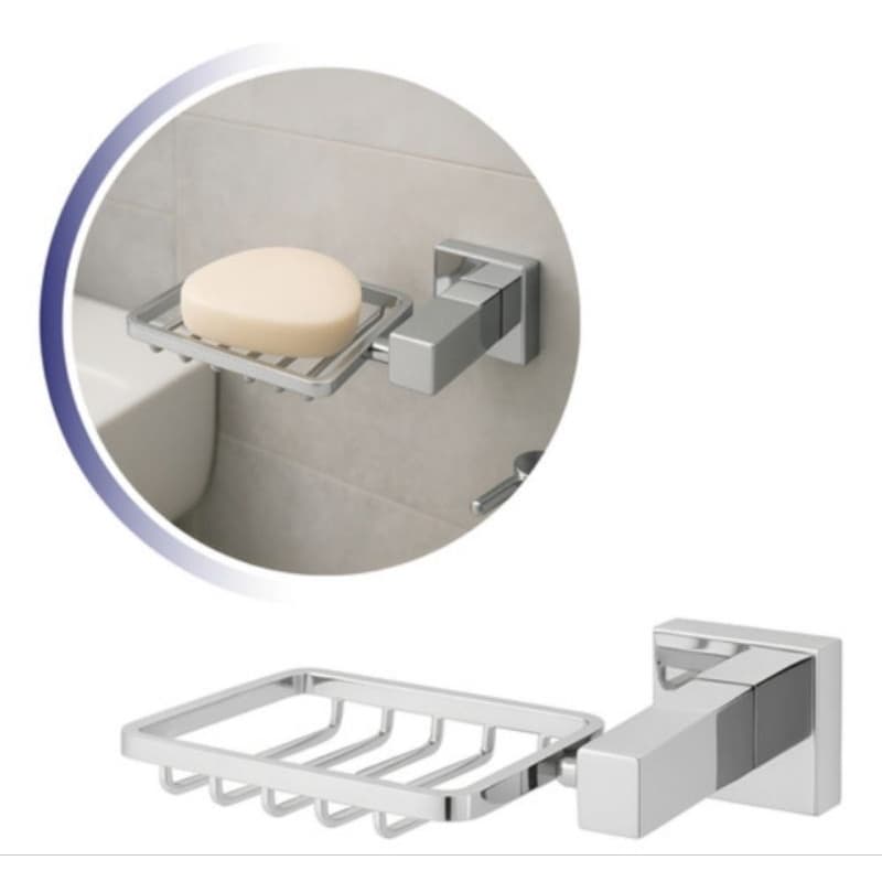 Saboneteira Cesto Metal Inox Quadrado de parede Luxo Banheiro Lavanderia Premium Lavabo Porta sabão