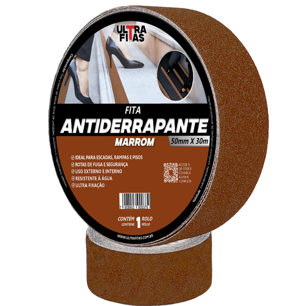 Fita Antiderrapante 50 mm X 30 Metros - Marrom