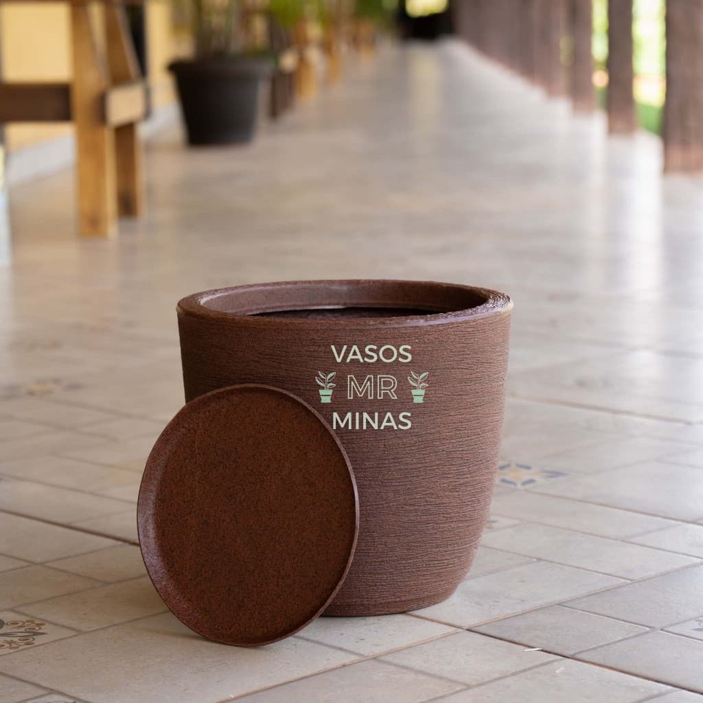 Vaso Para Plantas e Decoração Redondo Bojo Grafiato N1