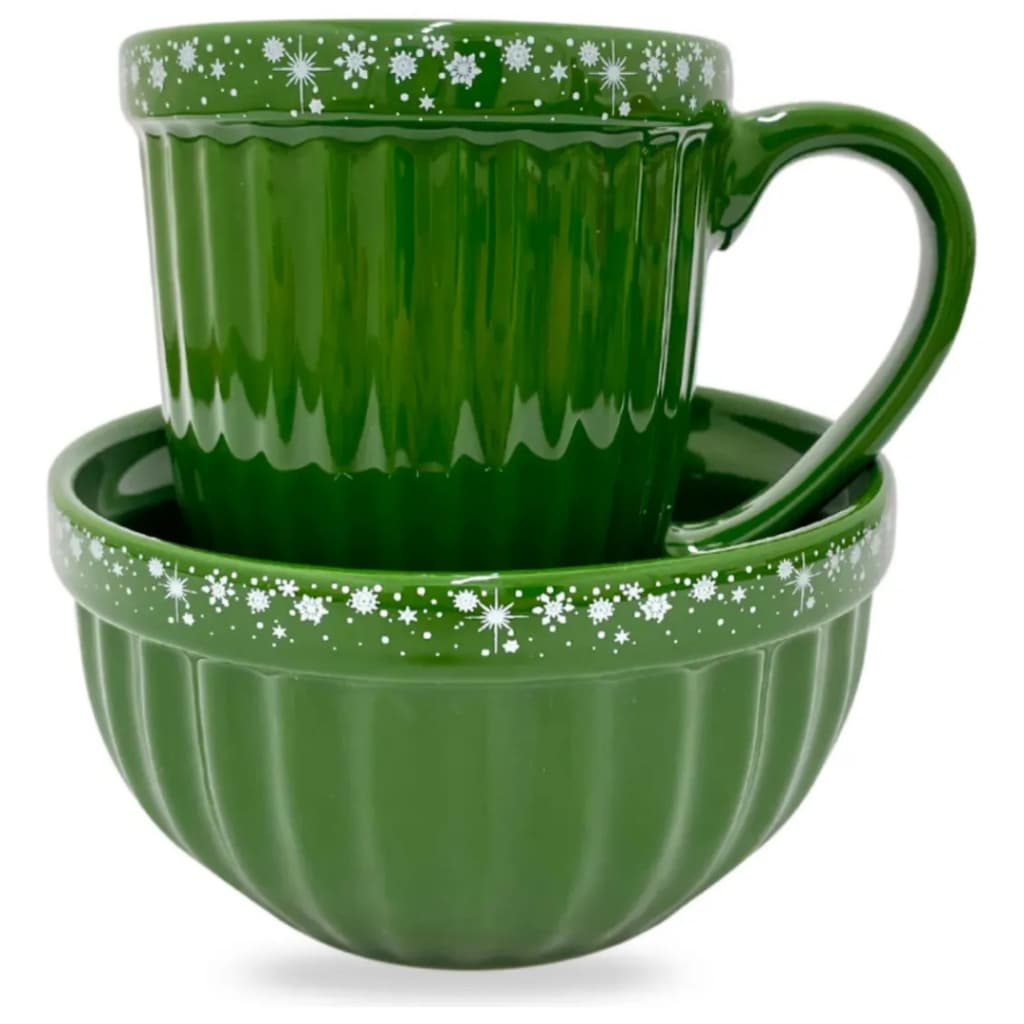 Kit Caneca + Tigela Natalina Cerâmica Premium Presentear no Natal