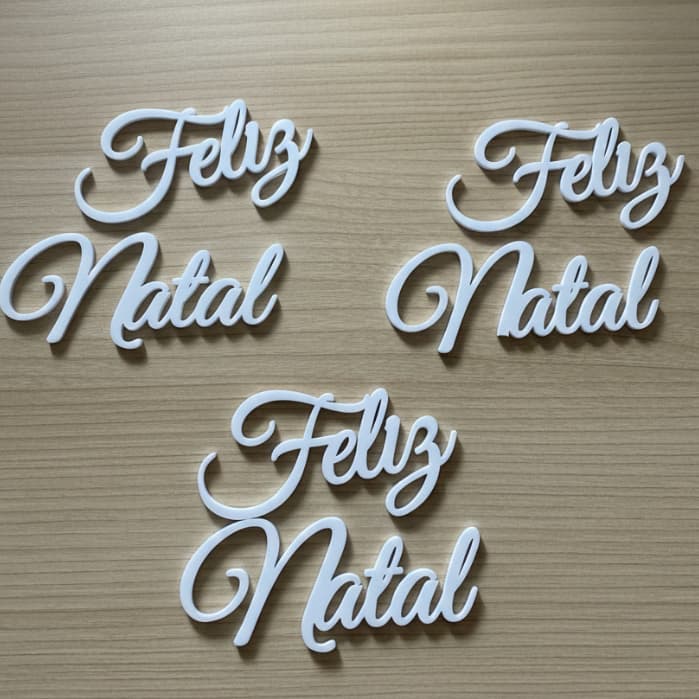3 UNIDADES FELIZ NATAL EM ACRILICO BRANCO PARA ENFEITES E COLAGEM