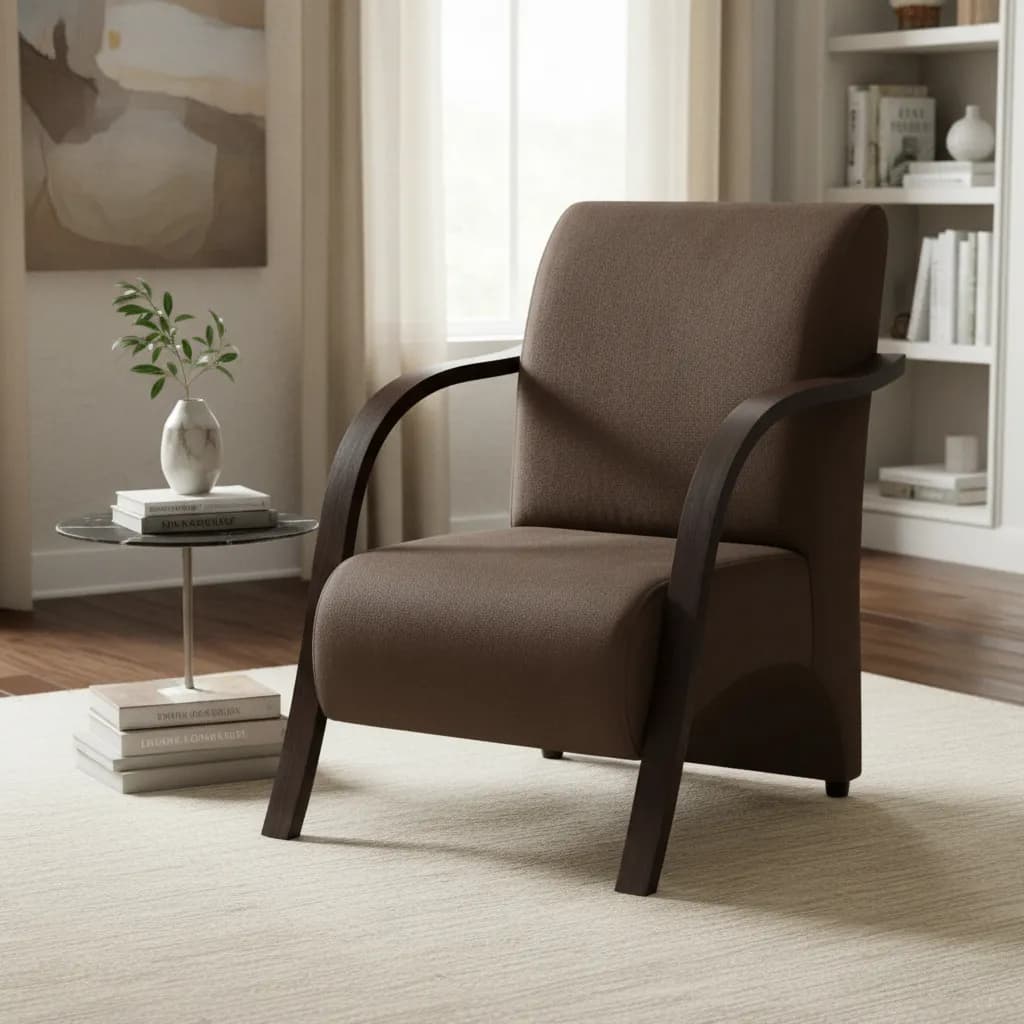 Poltrona Decorativa Confortável Braço de Madeira Suede Premium Sala, Clínica e Consultório Quarto Barbearia Recepção
