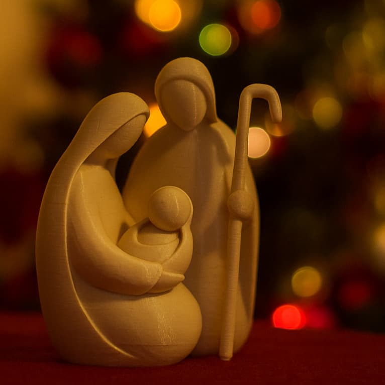 Sagrada Família Minimalista Presépio Decoração de Natal - Jesus Maria e José