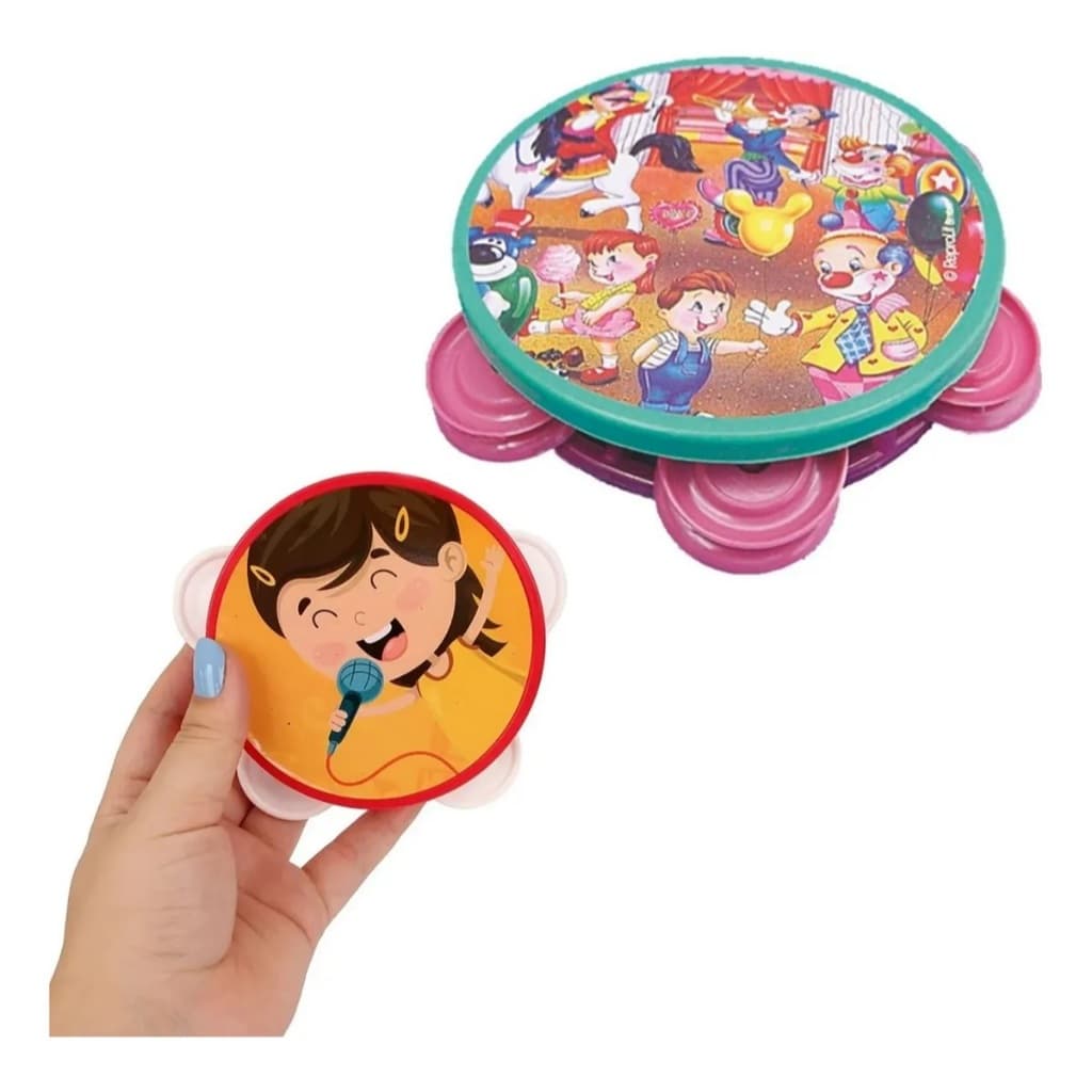 Mini Pandeiro infantil com desenho Mini Toys