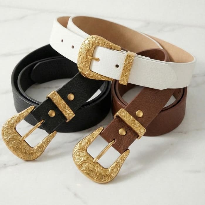 Cinto Feminino Western Country Fivela Dourada Estilo Boiadeira Moda Blogueira