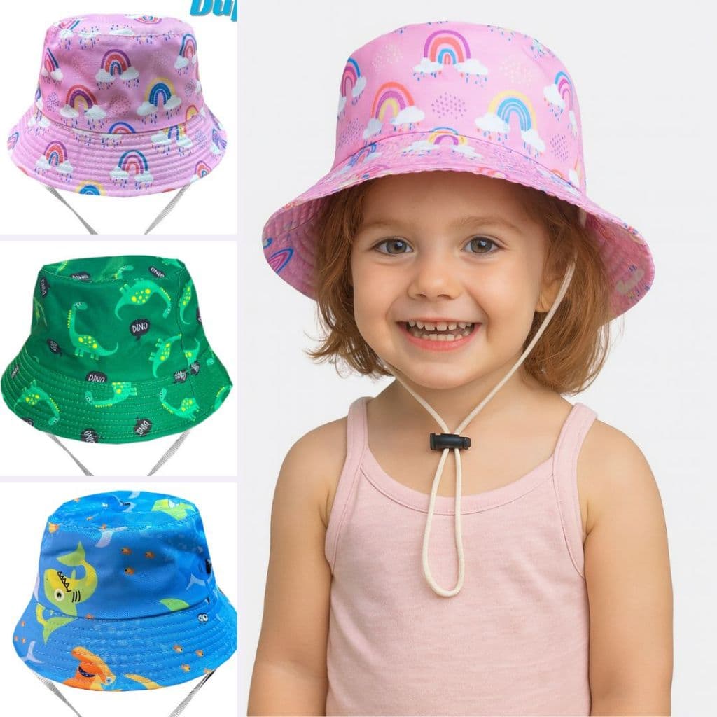Chapéu Infantil Boné De Proteção UV Gorro para Bebê Bucket Estampado Com Cordinha Bone Masculino Cap Touca Para Criança