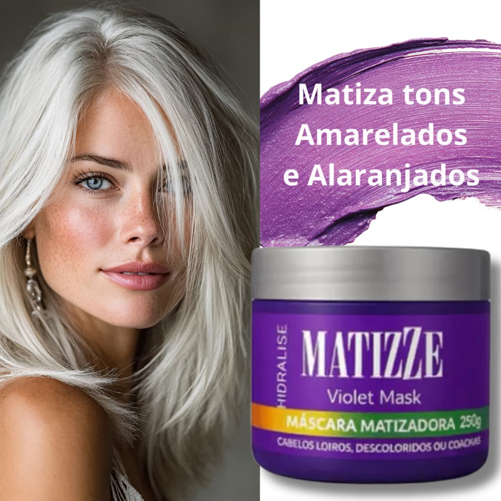Máscara Matizadora Cabelos loiros grisalhos Tons Amarelados e Alaranjados 250g Hidralise