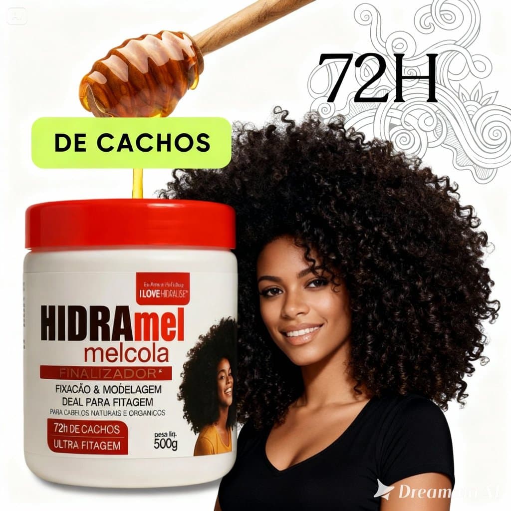 HIDRAmel MelCola Finalizador 500g – Cachos Definidos 72h, Fitagem Perfeita, Hidratação com Mel