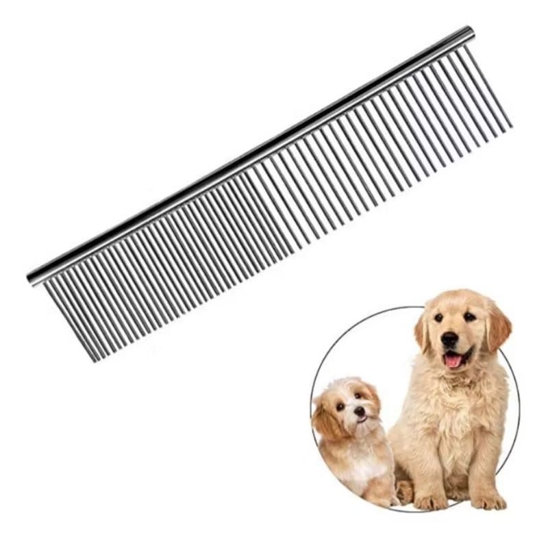 Pente Pet Desembolador De Pelos Longo Aço Inox para Escovar Pet Cachorro Gato Profissional Banho e Tosa.