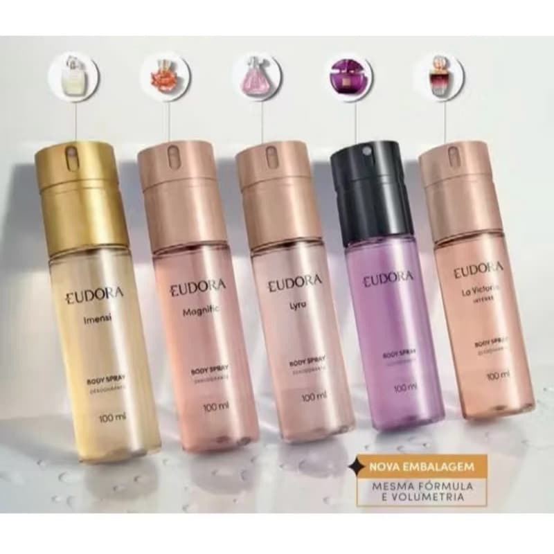 combo com 3 Desodorante Body Spray Eudora 100ml cada
