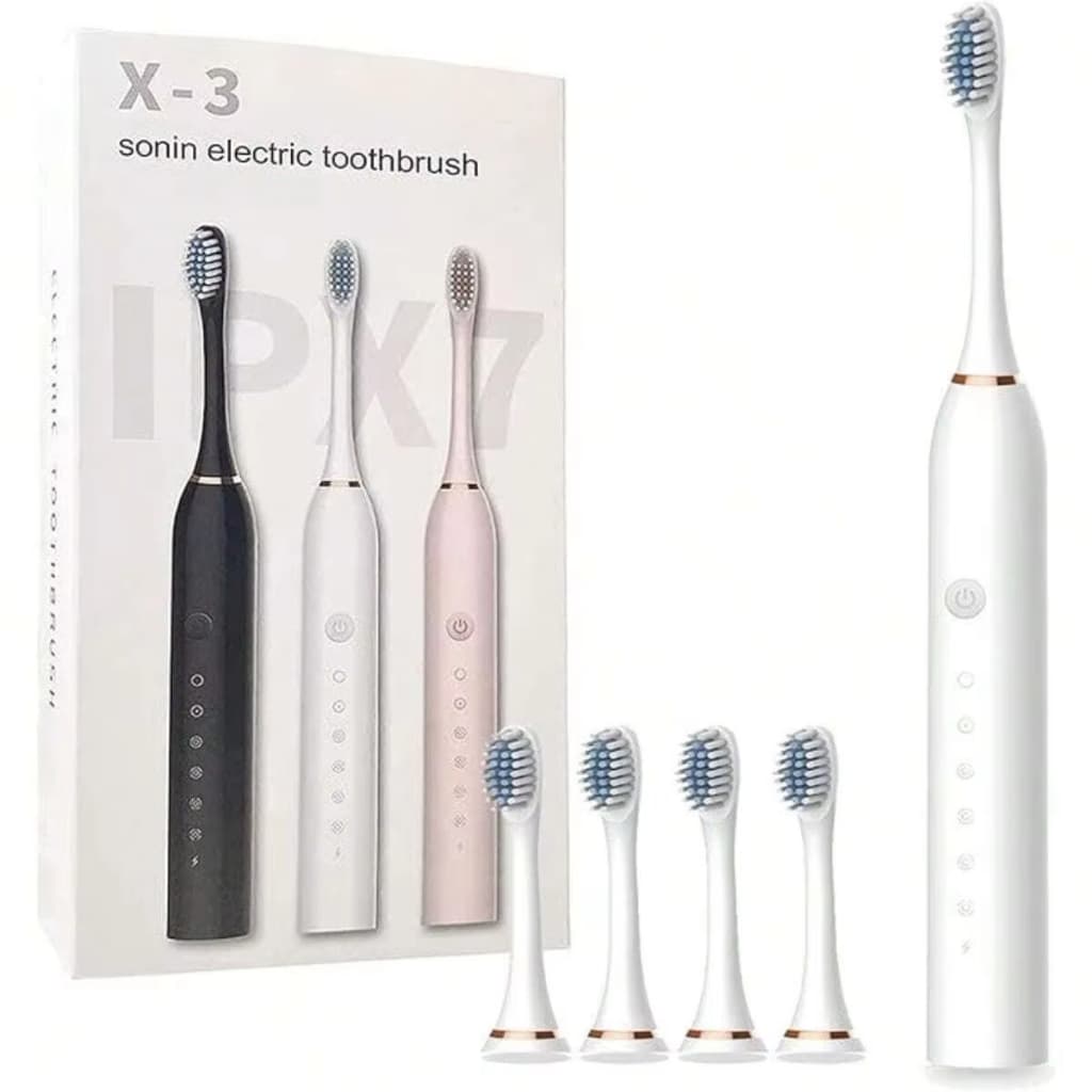 Escova de Dente Eletrica 4 Pontas Recarregavel USB Limpeza Profunda