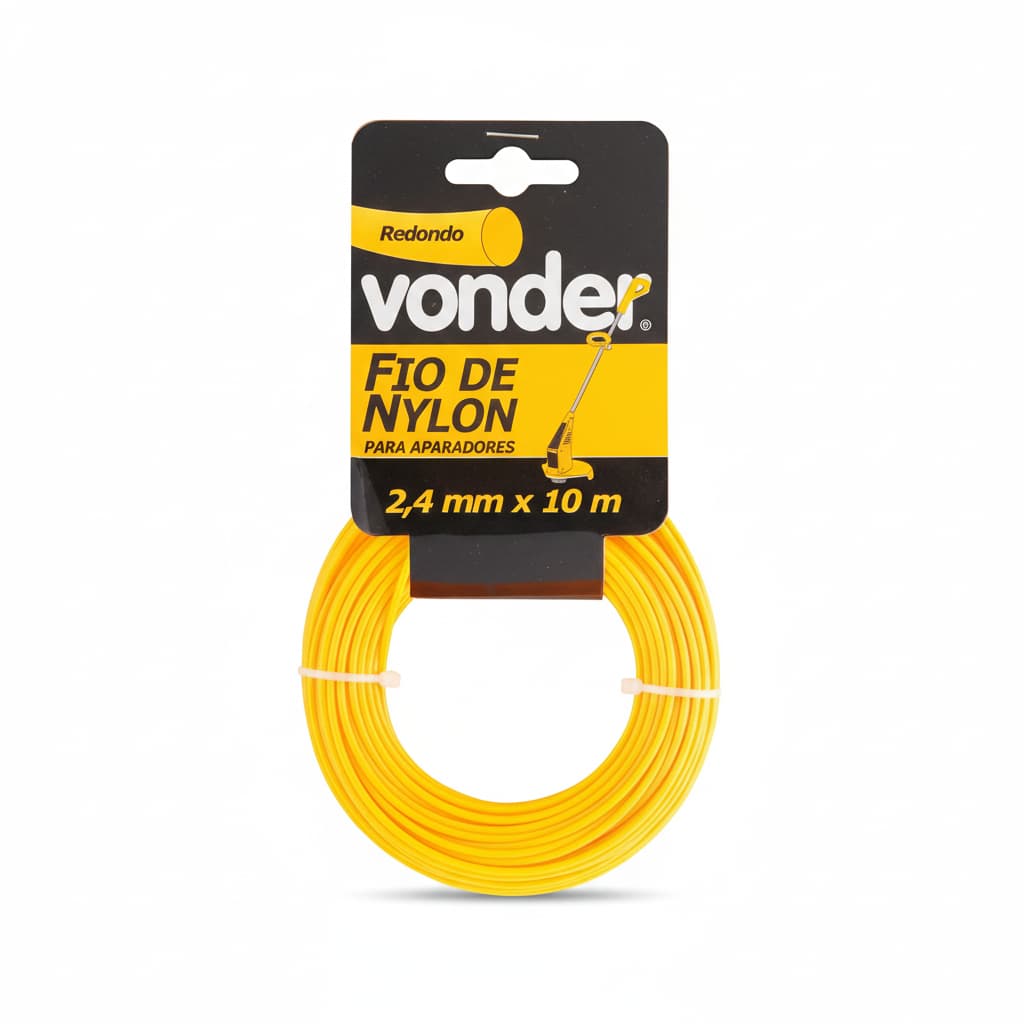 Fio De Nylon Vonder 2,4mm Redondo 10m Para Roçadeira E Aparador