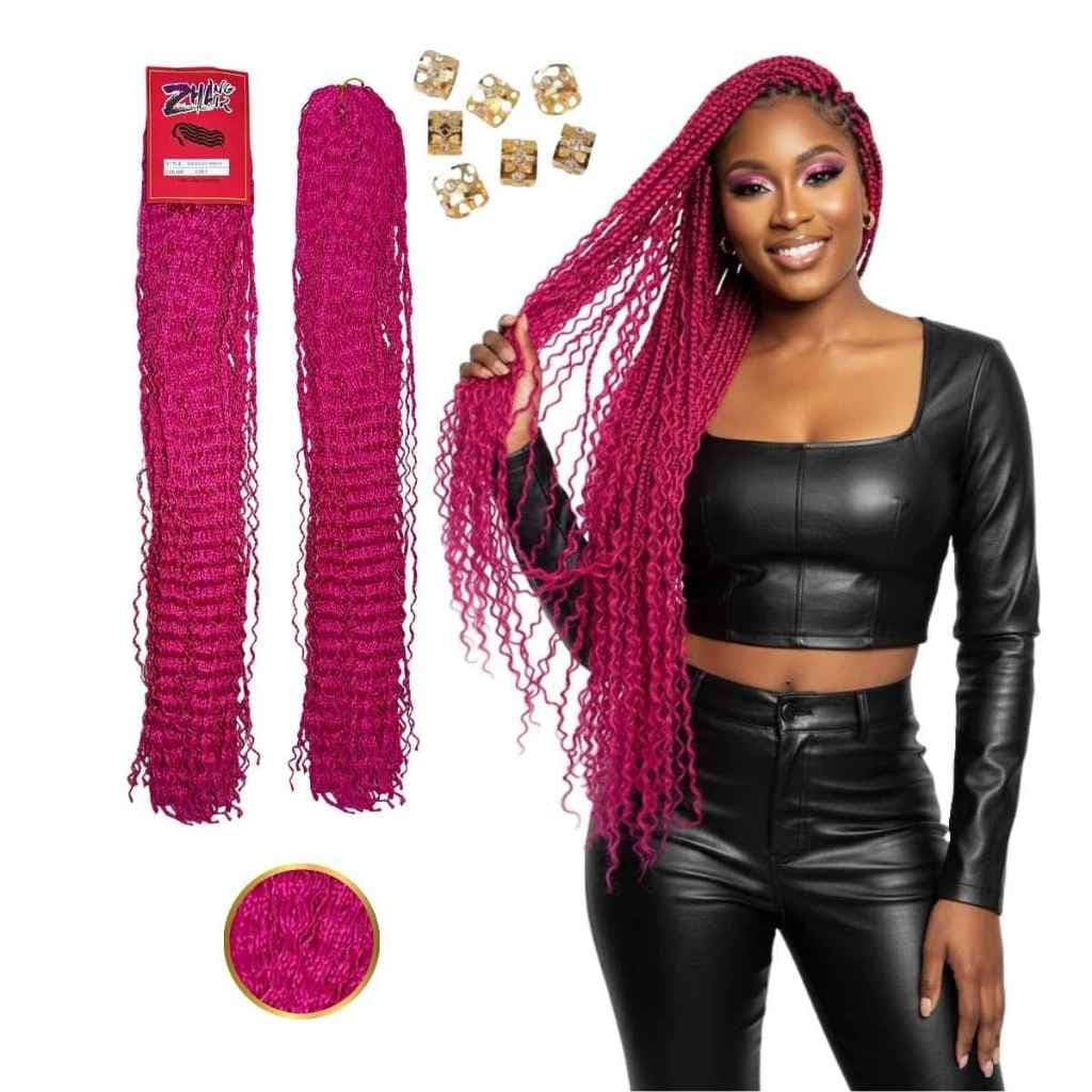 Cabelo Aplique Kanekalon Miojinho Micro ZIZi Trançado Colorido Fio a Fio Crochet Braid
