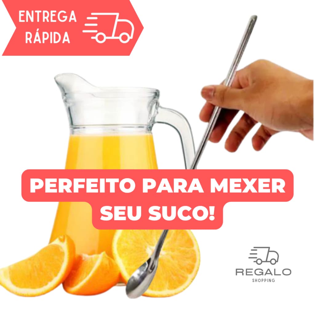 4 Colheres Grandes de 30cm Colher para Sucos Drinks Milkshakes Bebidas Aço Inox para Cozinha Suco