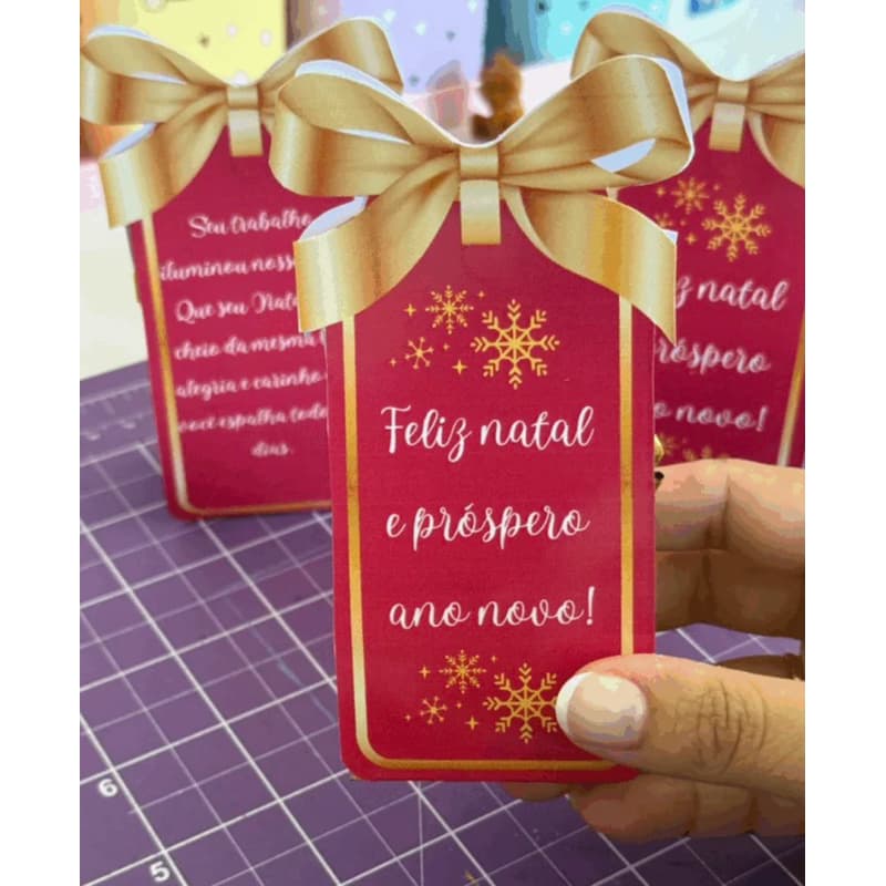 10 Caixinhas porta bombom - Feliz Natal - Lembrancinha de Natal - Chocolate - Sonho de Valsa - Ouro Branco - Trufa