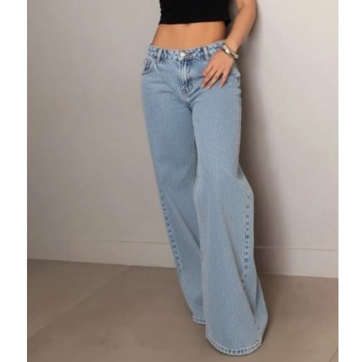 Jeans Wide Leg Feminina Moderna Com Caimento Solto E Elegante