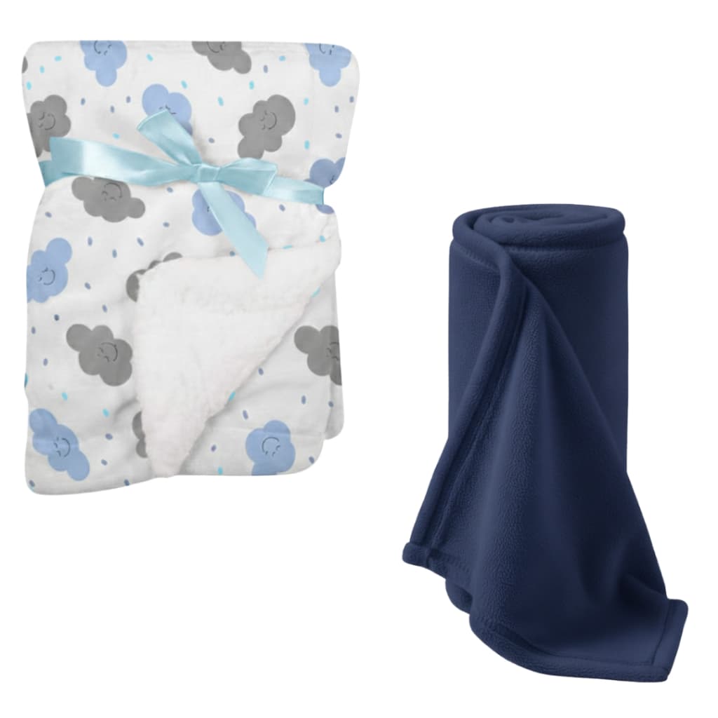 Kit 2 Itens para Bebe - Cobertor dupla face sherpa + Manta Soft - Modelos masculinos