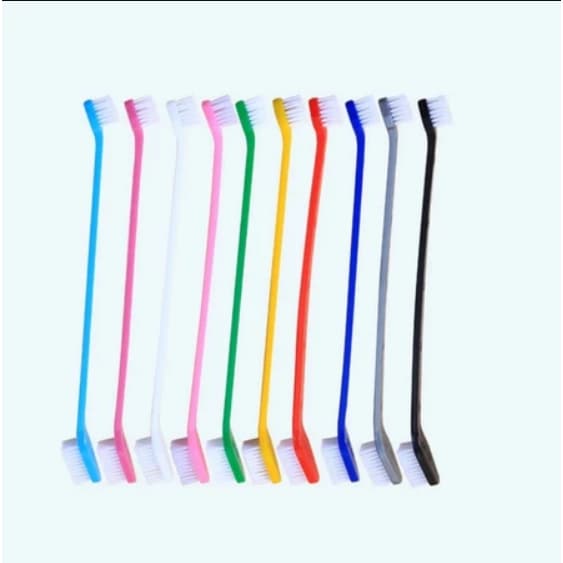 Escova De Dentes Para Animais Com Cabo Longo - Dupla Face, Ergonômica, Colorida - Higiene e Saúde