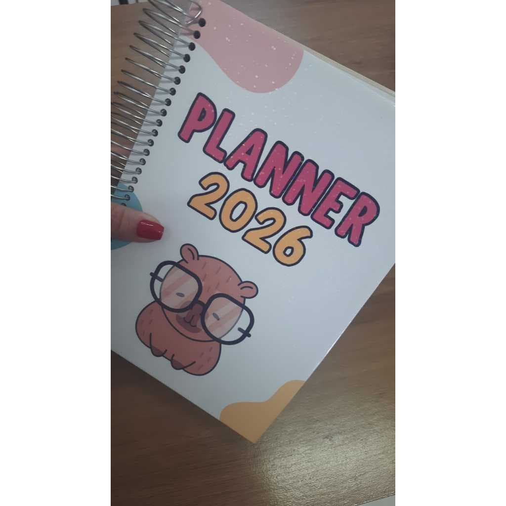 Planner pessoal, Agenda, 2026, planner, agenda escolar, papelaria, cadernos, capivara, capybara, controle fitness