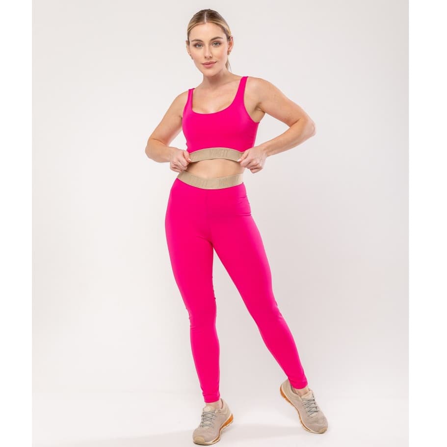Conjunto Calça e Top Fitness Academia Treino Poliamida Cós Elástico