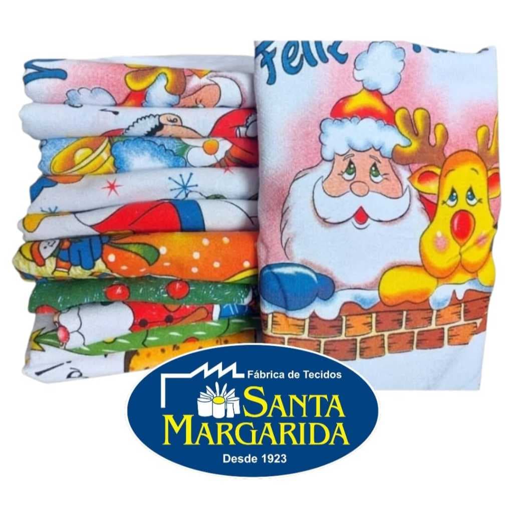 Kit com 05 panos de Natal Santa Margarida 100% Algodão