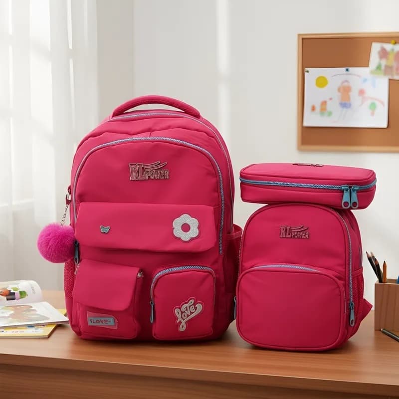 Mochila Infantil Kit C/3 PEÇAS Mochila+ Lancheira Termica + Estojo Nylon Escolar R88605
