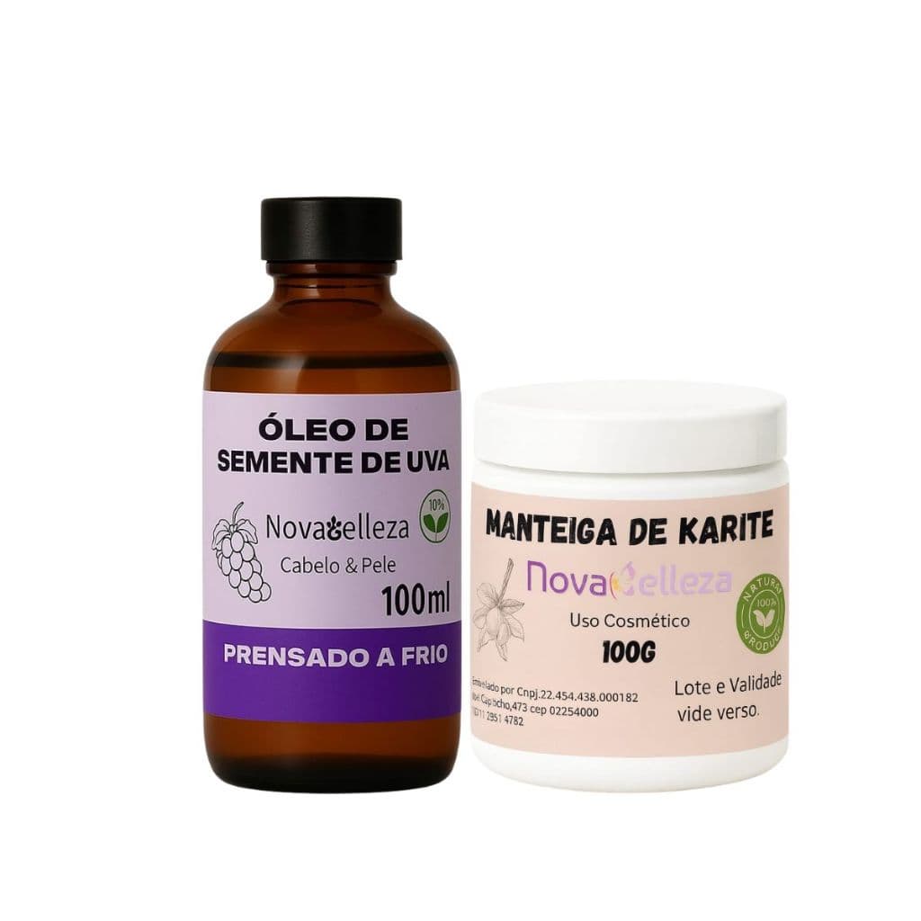 Óleo Vegano para Cabelo Hidratante Semente de Uva e Umectação Com Manteiga de karite
