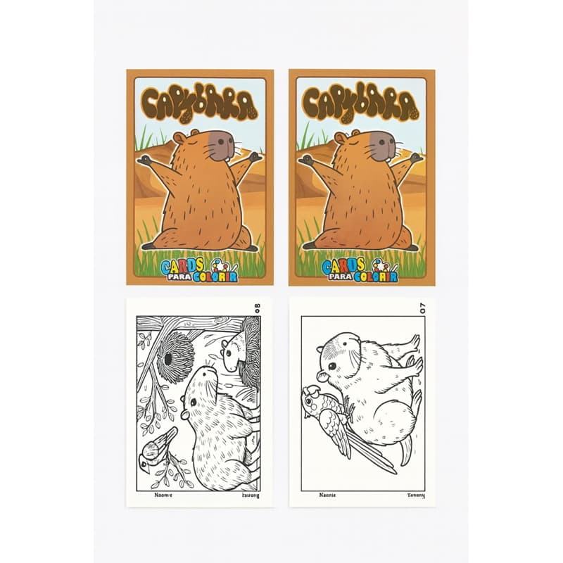120 Cards Para Colorir – Capivara | Desenhos Exclusivos | Brinde