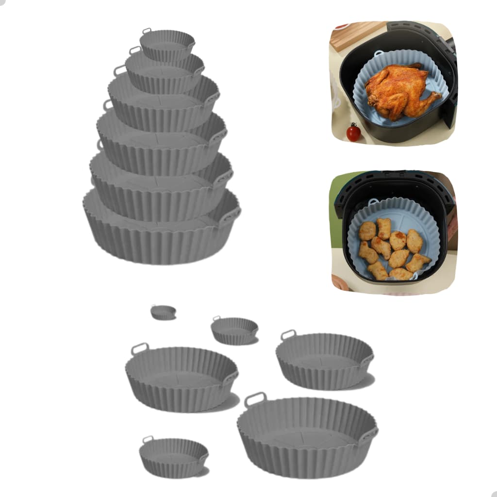 Kit 6 Formas de Silicone Antiaderente para Air Fryer Fritadeira Elétrica e Micro-ondas