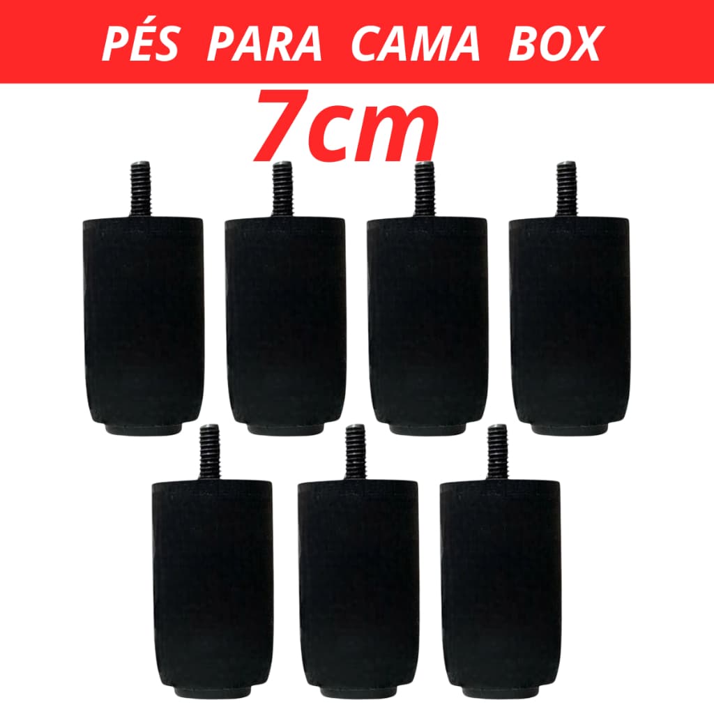 Pés para Cama Box Pezinho Madeira 7cm CASAL SOLTEIRO QUEEN KING Pé moveis Sofá Armário -  Preto