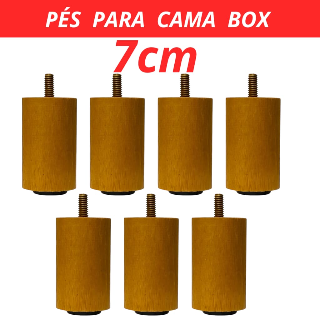 Pés Para cama box 7cm Universal baú queen king CASAL SOLTEIRO Pezinho Madeira Premium - Cor Mel