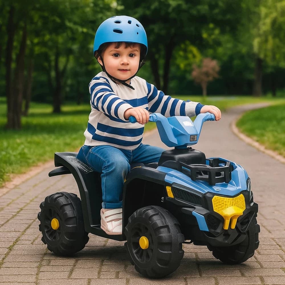 Quadriciclo Elétrico Infantil 6V Azul Moto Acelera Recarregável Diversão Presente Crianças