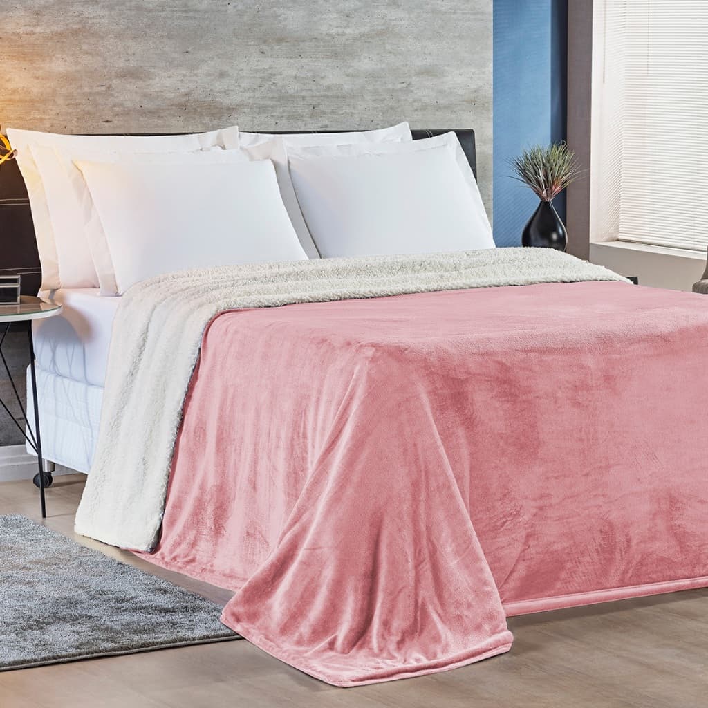 Cobertor De Casal Alaska Coberta Casal Queen ou King Manta Flannel e Sherpa