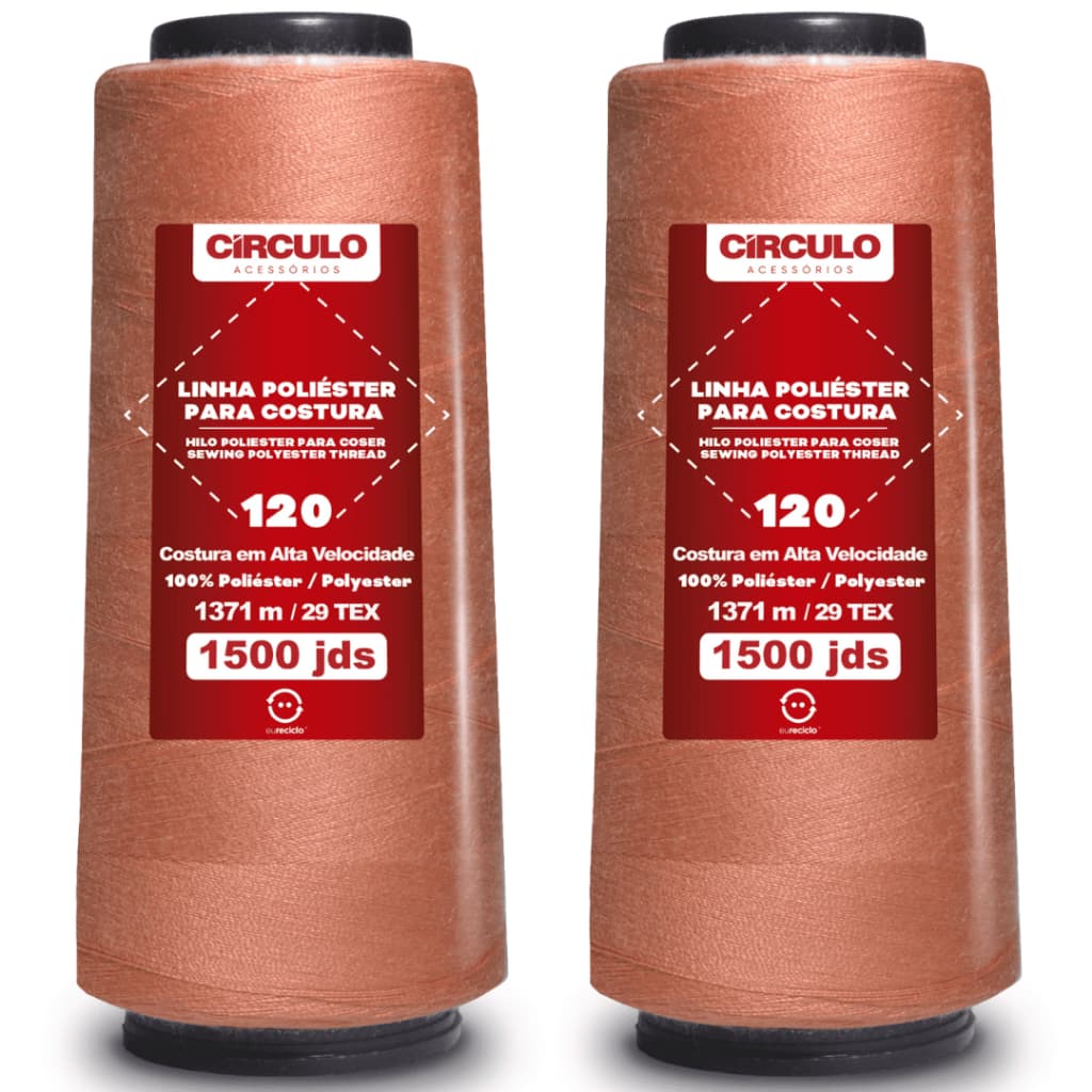 Kit 2 unidades Linha poliéster para costura-1371 metros  1500jds Círculo