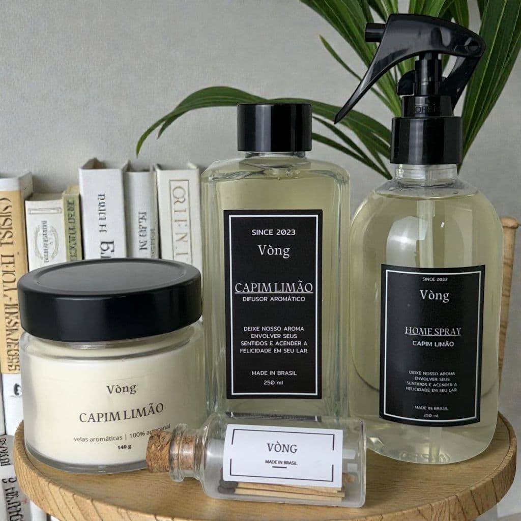Kit Presente Vela aromática, Difusor e Home Spray