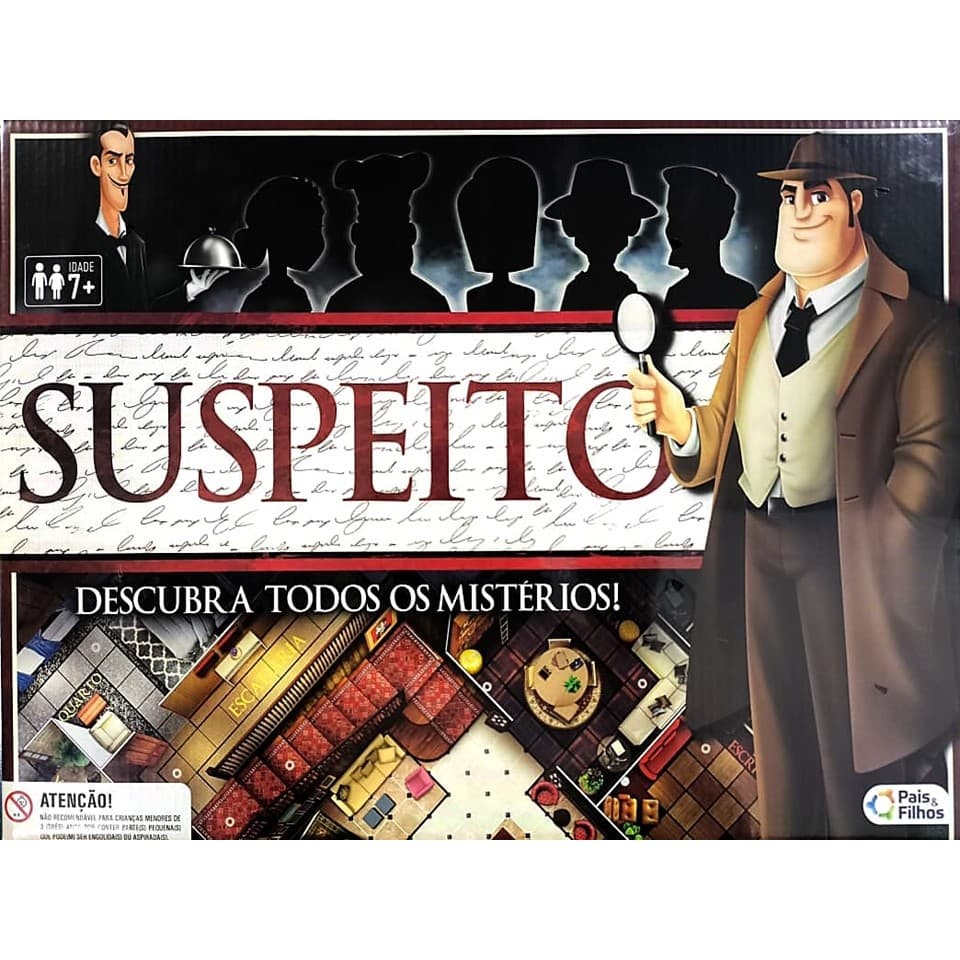Jogo Detetive SUSPEITO Descubra Misterios Jogo Estratégia Raciocínio Lógico Pais & Filhos 2866 Original