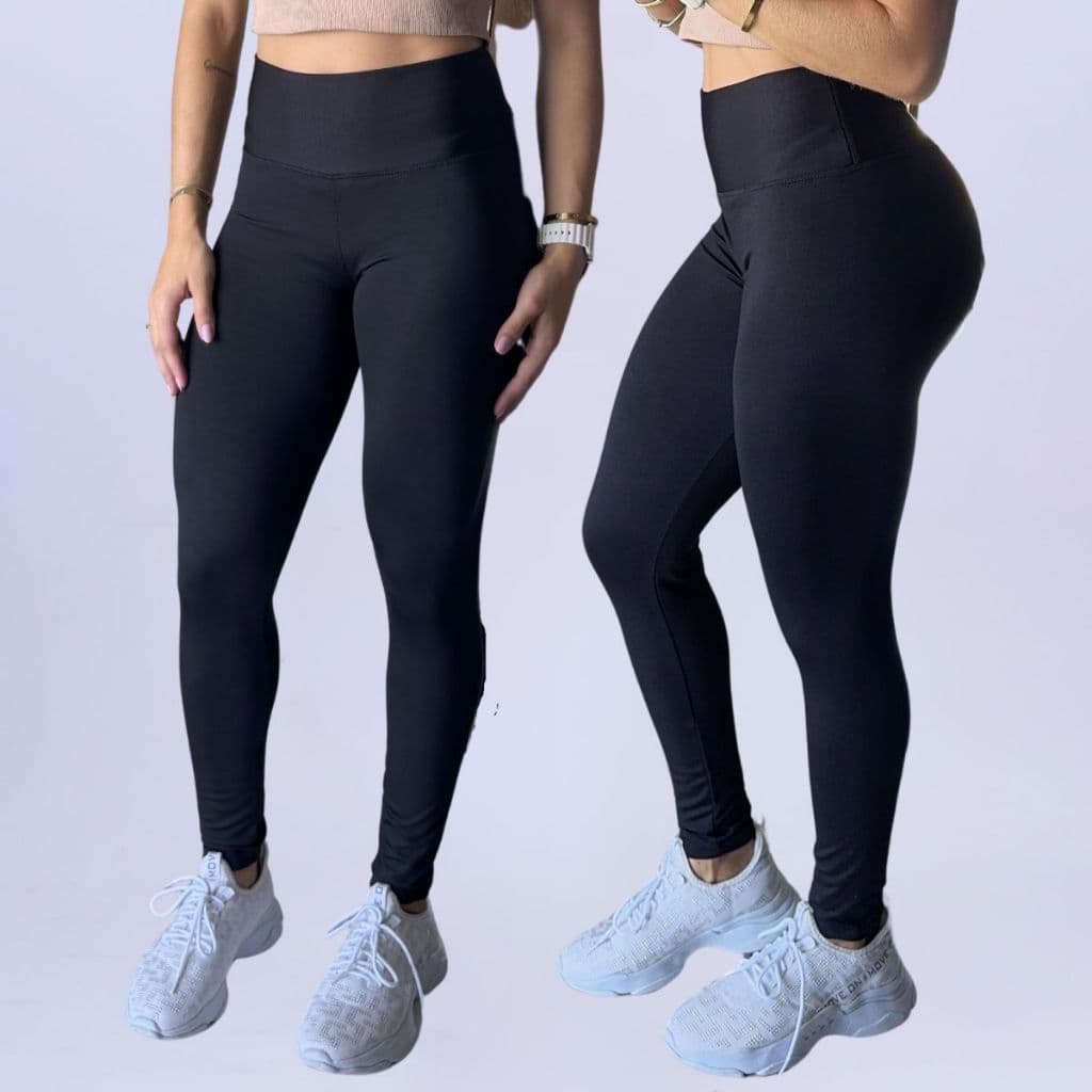 Calça Legging Fitness Confortável Costura Reforçada Zero Transparência Preta Feminina Treino Academia Esportes Corrida