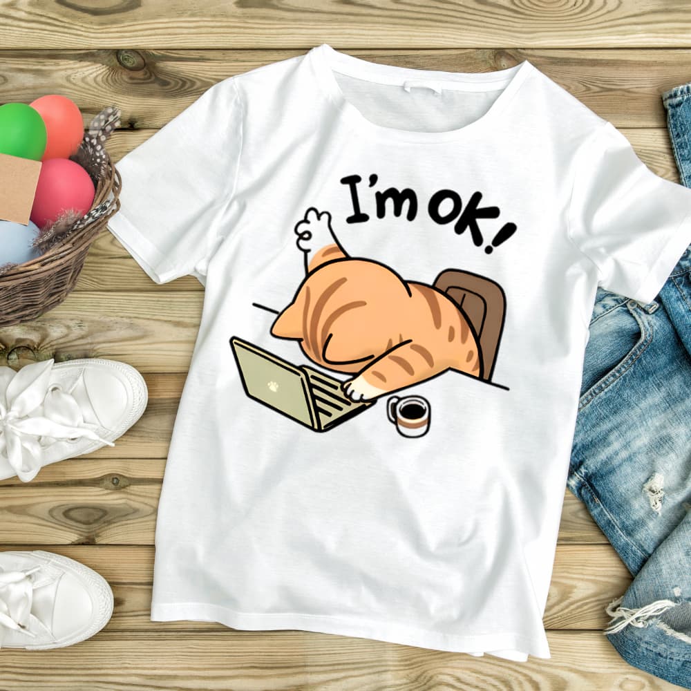 CAMISETA CAMISA OVERSIZED UNISSEX ALGODAO PERSONALIZADA BRANCA I AM OK TRABALHO FEMININA MASCULINA