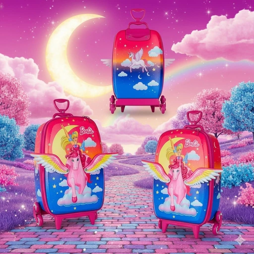 Mala Infantil Barbie Personagem Rosa Gatinha Marie 3D com Rodinhas Escola Passeio Crianças