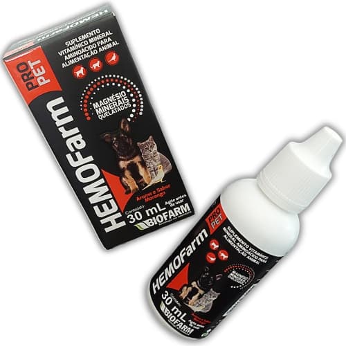 Suplemento HEMOFarm PRO Pet 30ml Biofarm Vitaminas Aminoácidos e Minerais Nutrição Cães e Gatos